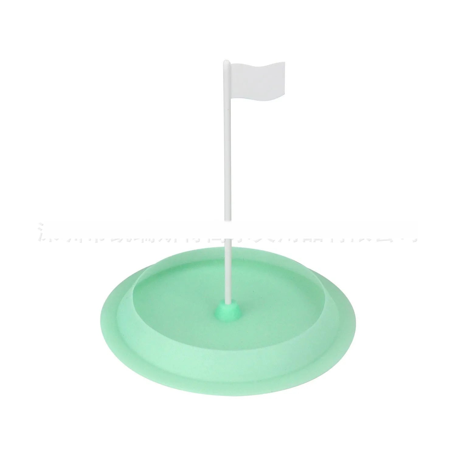 Green silicone putting disc for indoor golf practice measuring 16cm diameter