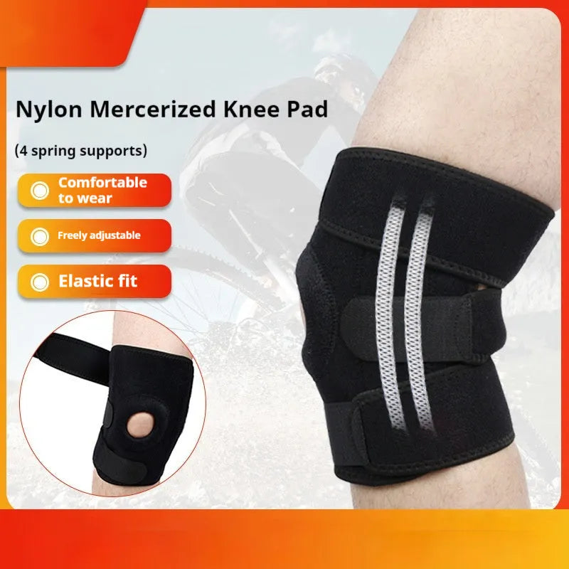 Spring support knee pad with nylon mercerised cloth and embedded springs for sports protection