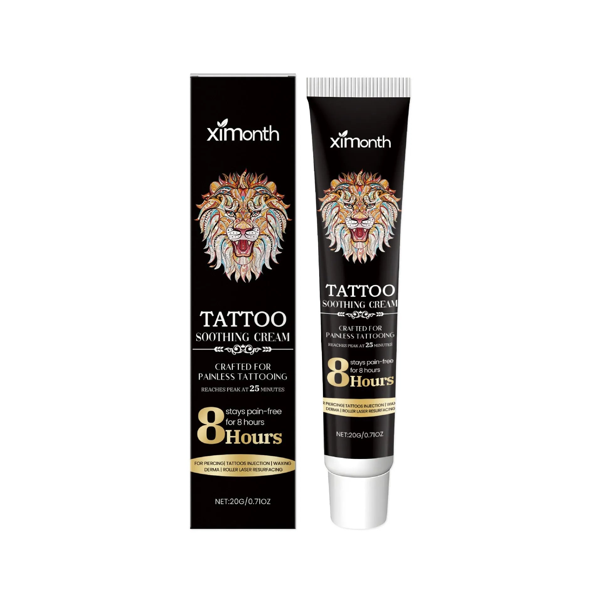 20g tattoo soothing neck cream container with botanical active ingredients for post-tattoo care
