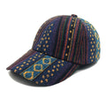 Women's bohemian-style polyester baseball cap with a dome crown, shown in one of eight available colours.