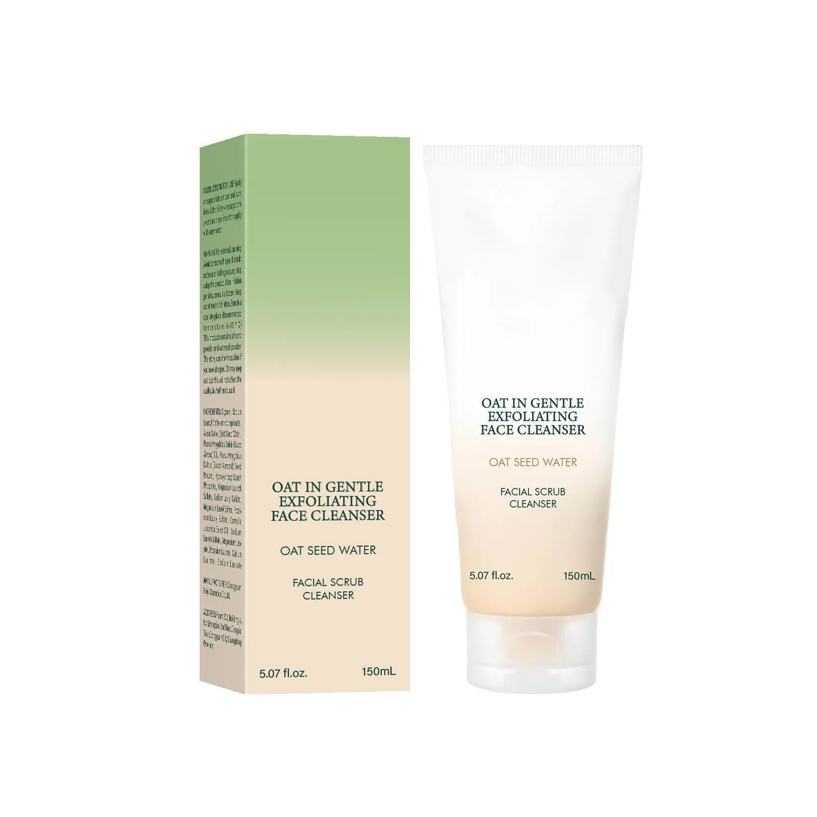 150ml oat facial cleanser foam bottle for oily and dry skin types