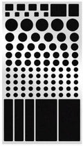 Pack of matte black adhesive stickers for blocking LED lights on air conditioning units and electronics.