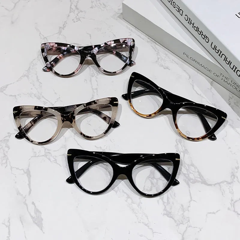 Women's large cat's eye presbyopic glasses with dragon and phoenix decoration on frames