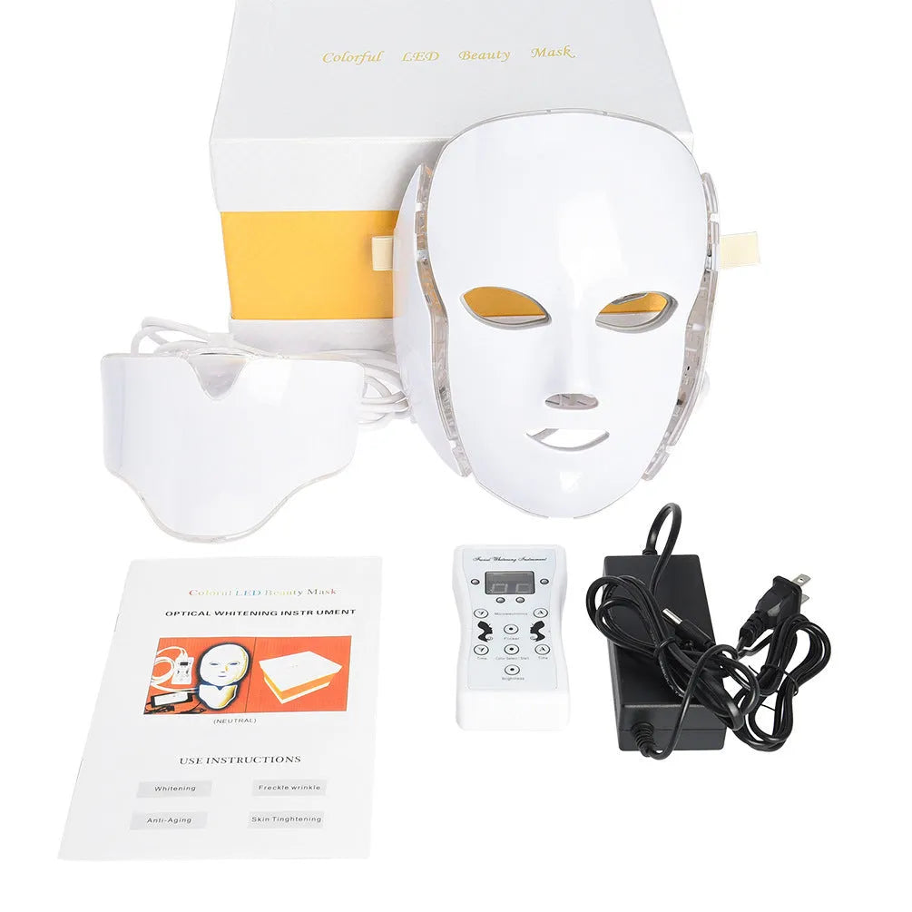 White plastic Anti Acne Led Mask Spectrometer with infrared and colour light functions for home skin care