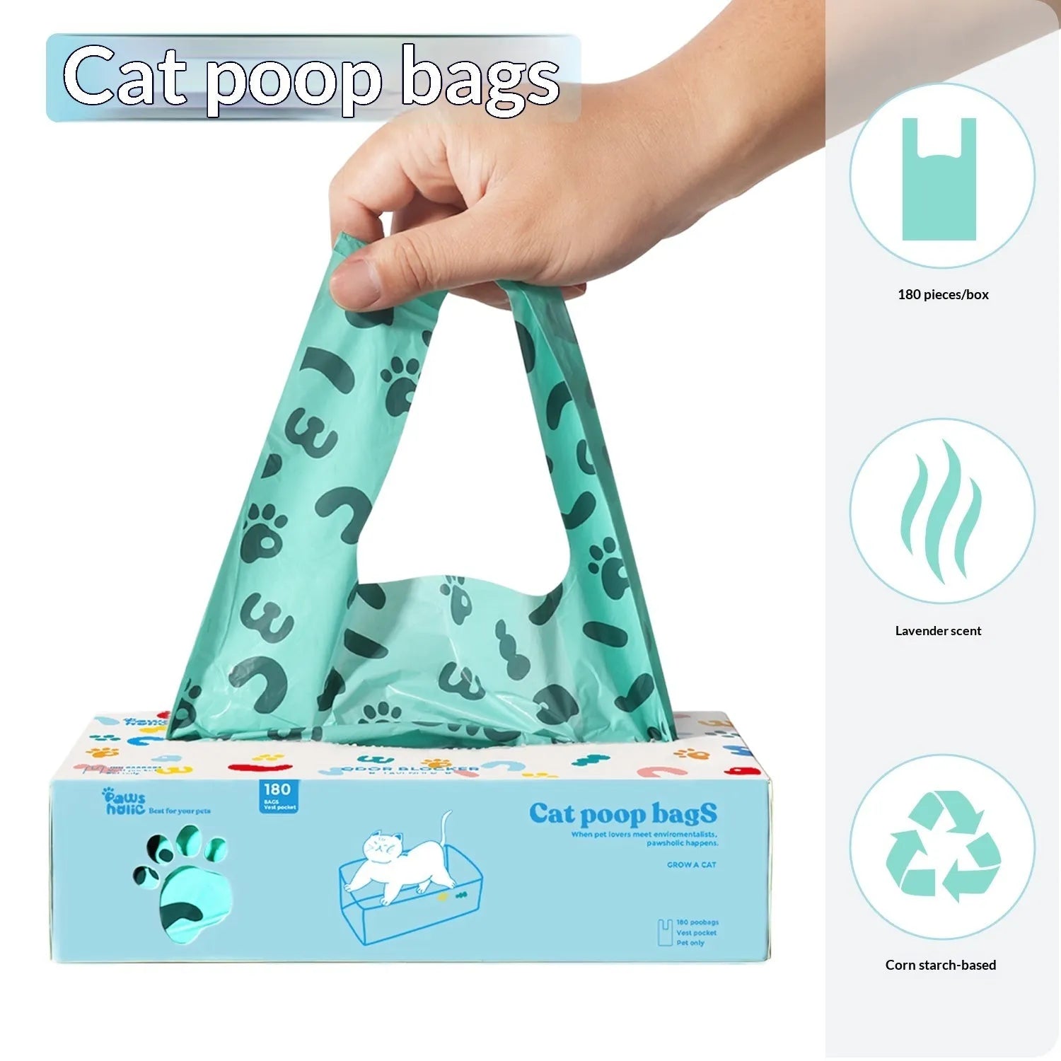 Blue deodorizing cat poop garbage bag for litter shovel disposal