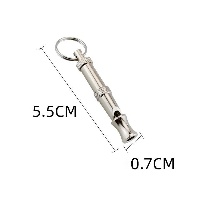 Metallic-coloured adjustable ultrasonic dog whistle with brass electroplated nickel construction
