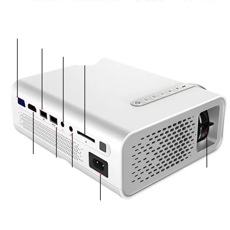 YG530 mini mobile phone projector in black or white colour with wireless same-screen functionality