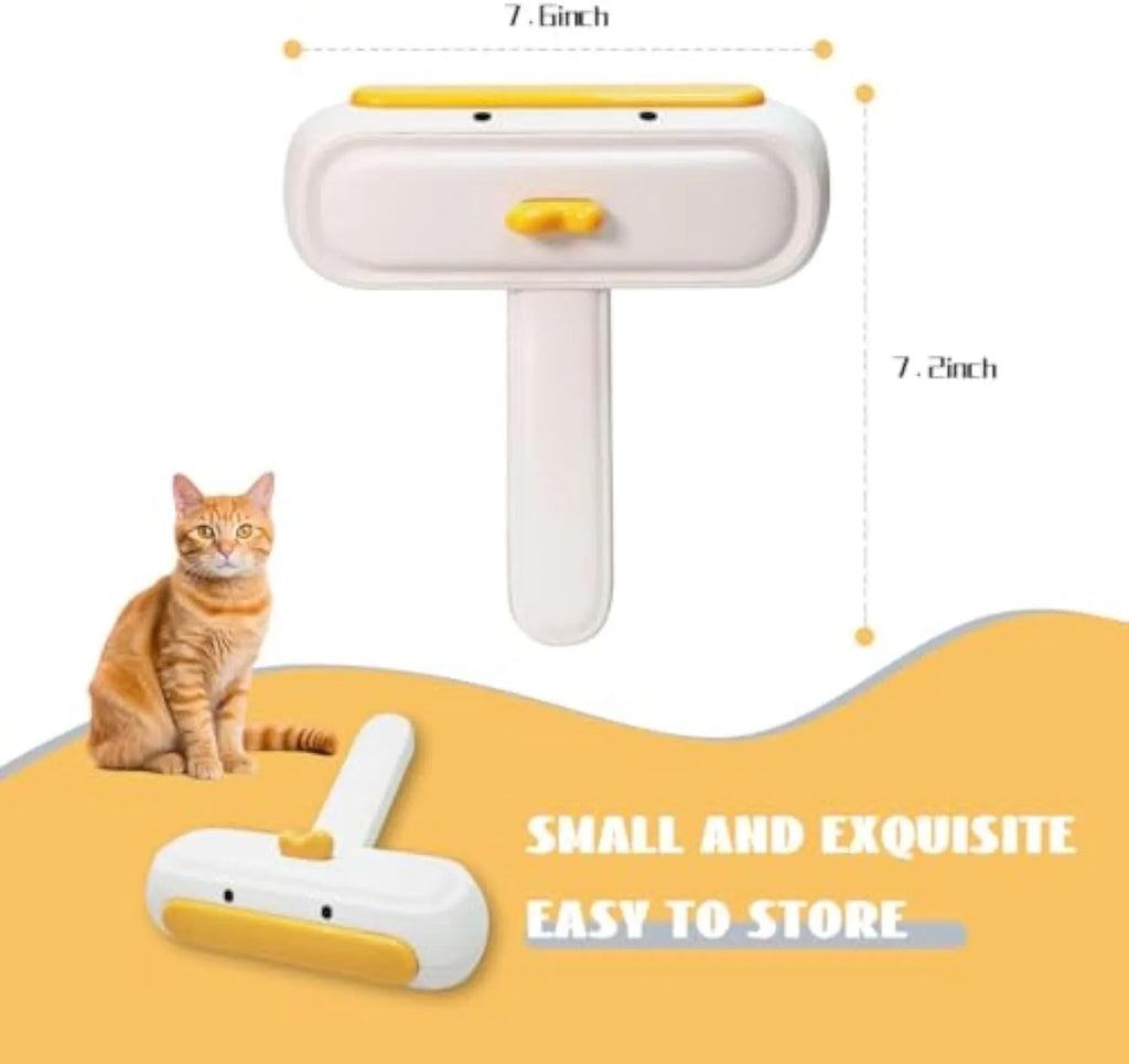 Yellow duck design portable pet hair remover with plastic body and polyester bristles.