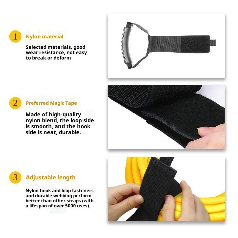 Portable heavy-duty storage strap with Velcro handle, nylon, sizes S M L