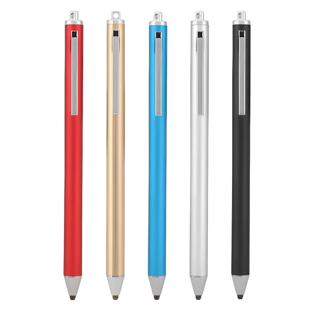 Metal shell fine head stylus for touch screens in seven colour options.