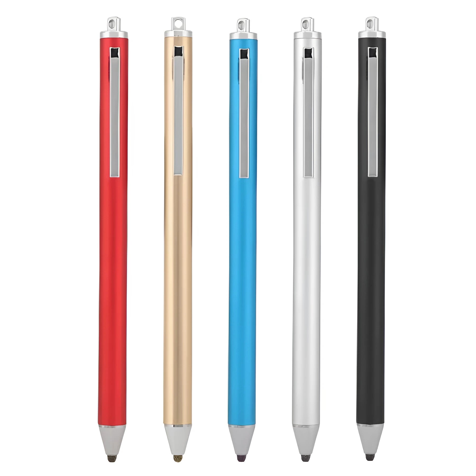 Metal shell fine head stylus for touch screens in seven colour options.