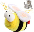 Yellow bee-shaped interactive cat toy with flannelette fabric and electronic sound components