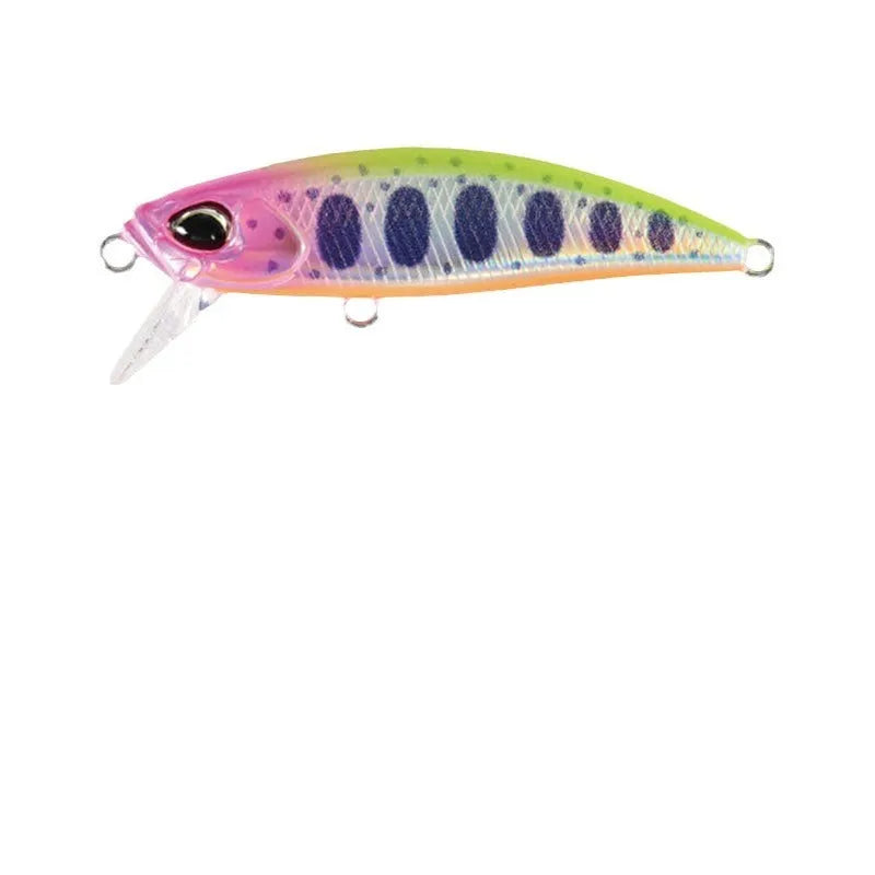48mm hard body fishing lure for submerged mino technique, shown in multiple colours.