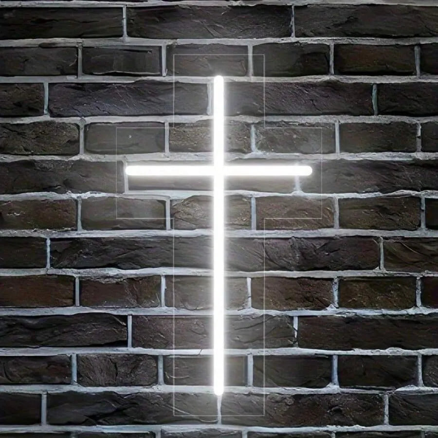 Neon cross glowing ambience light in word style with USB 5V socket power, 23cm size option