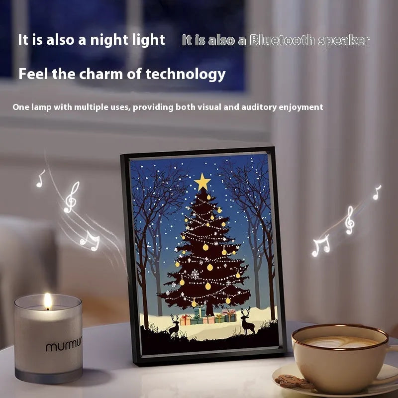 Luminous speaker Christmas tree painting Bluetooth speaker 18x24cm aluminium alloy frame shiny colour USB night light