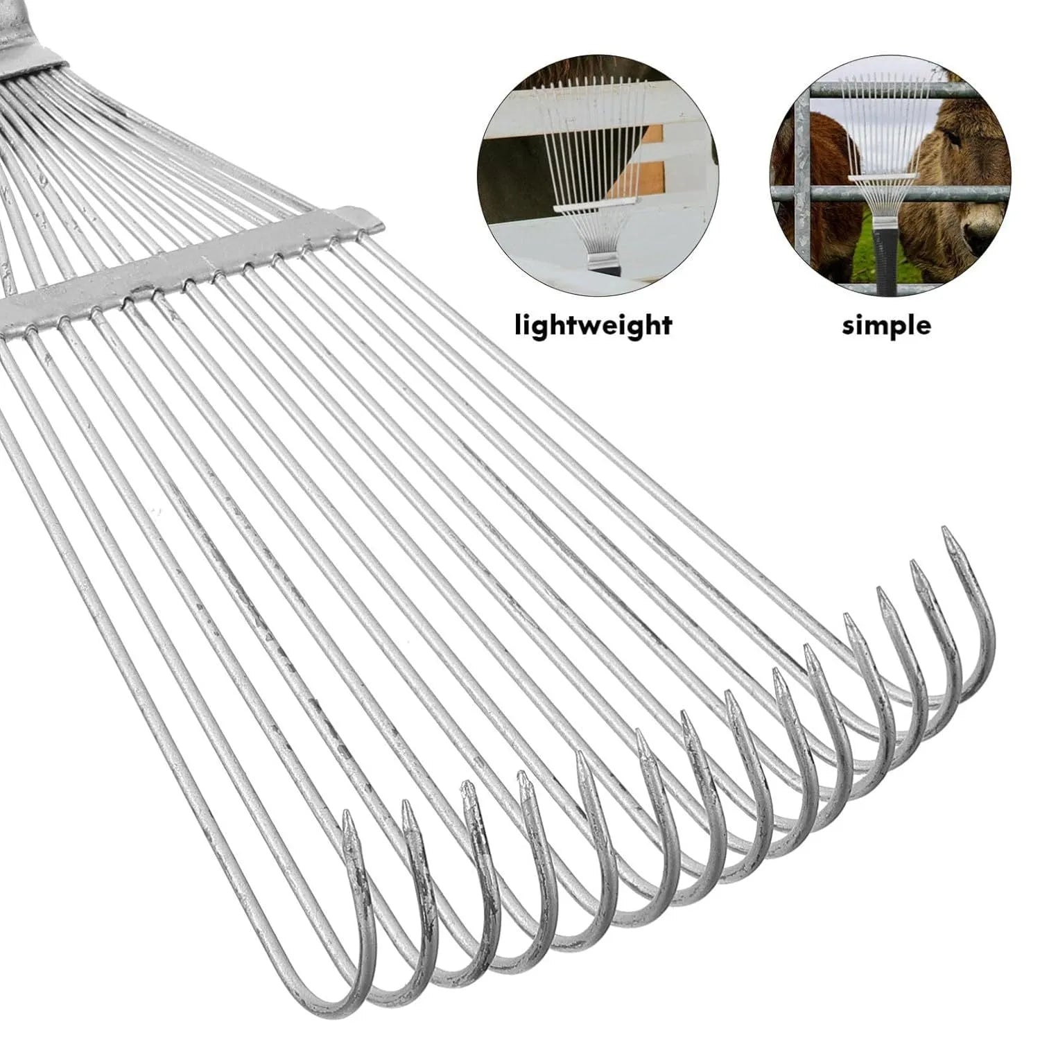 Stainless steel animal grooming rake comb with curved teeth for horses dogs cattle