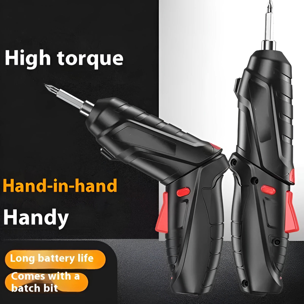 Rechargeable electric screwdriver toolbox 48 piece set with USB charging, 3.7-4.2V lithium battery and 21 x 17 x 6 cm case