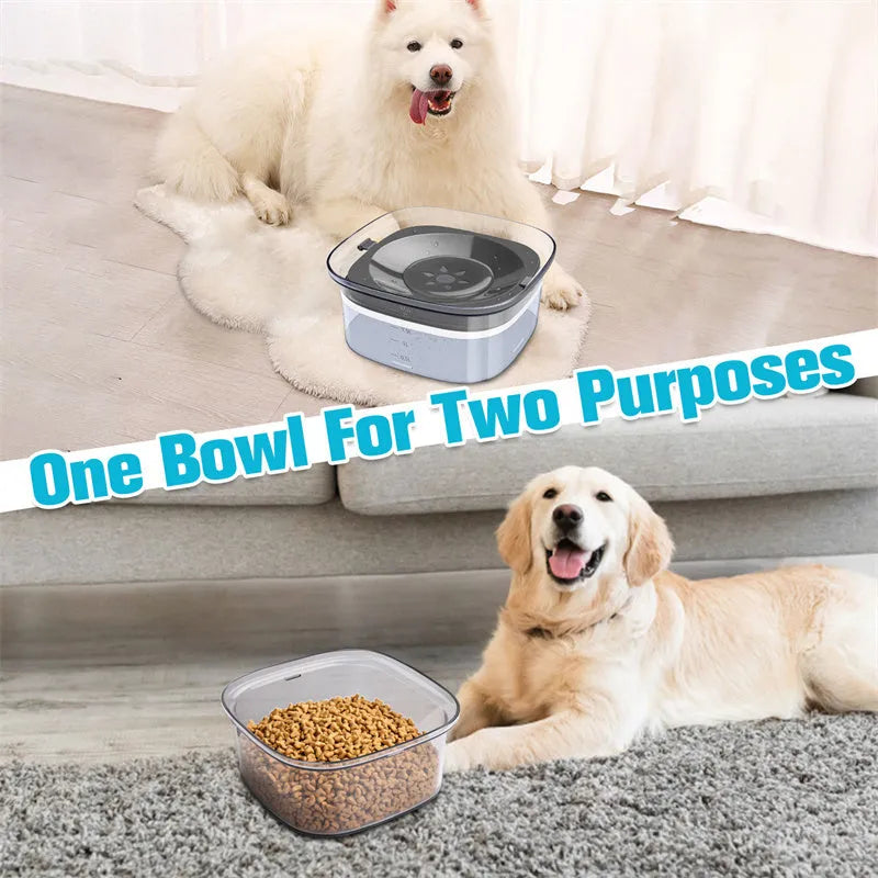 Transparent large dog water bowl with floating disc showing visible water level