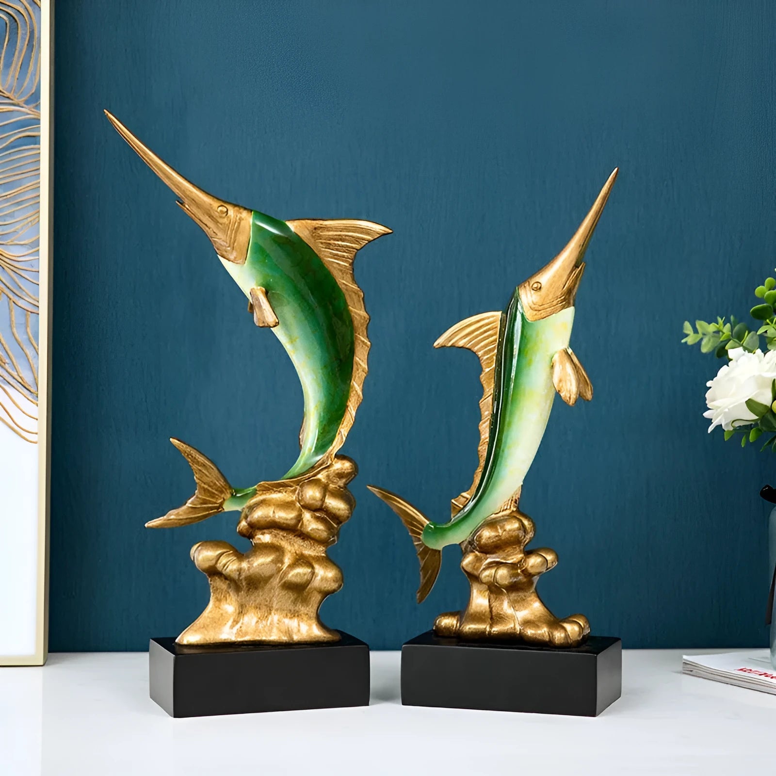 European swordfish decorative craft in resin and plastic material with colour options