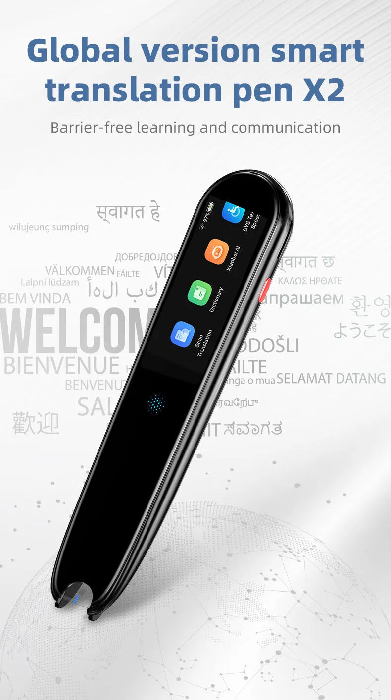X2 black ABS offline talking pen, handheld, Bluetooth, 146x32x14mm, with data cable and manual