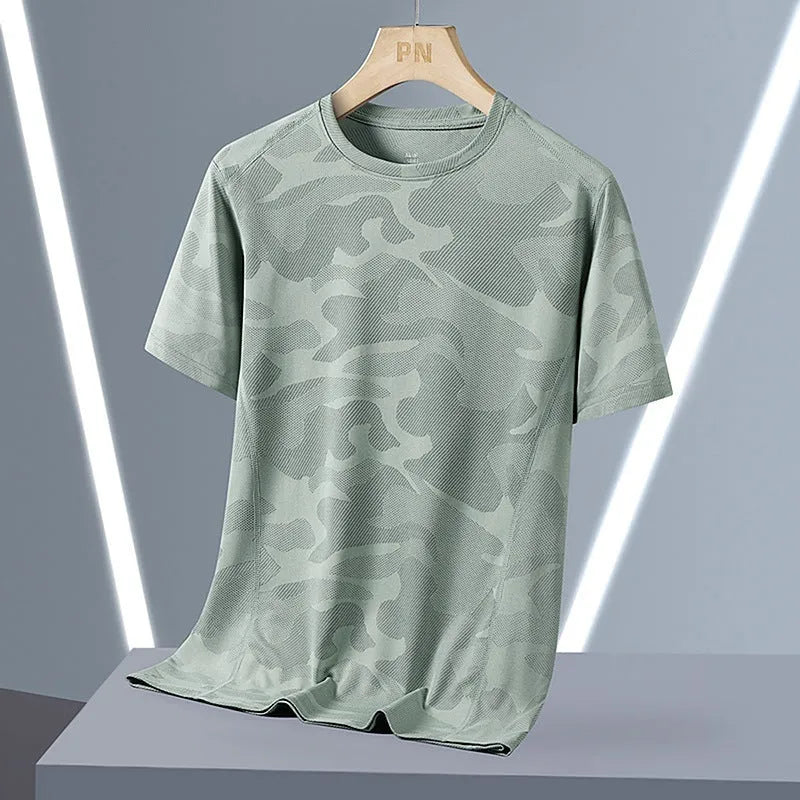Men's camouflage print short sleeve summer top in nylon quick-dry fabric available in multiple colours