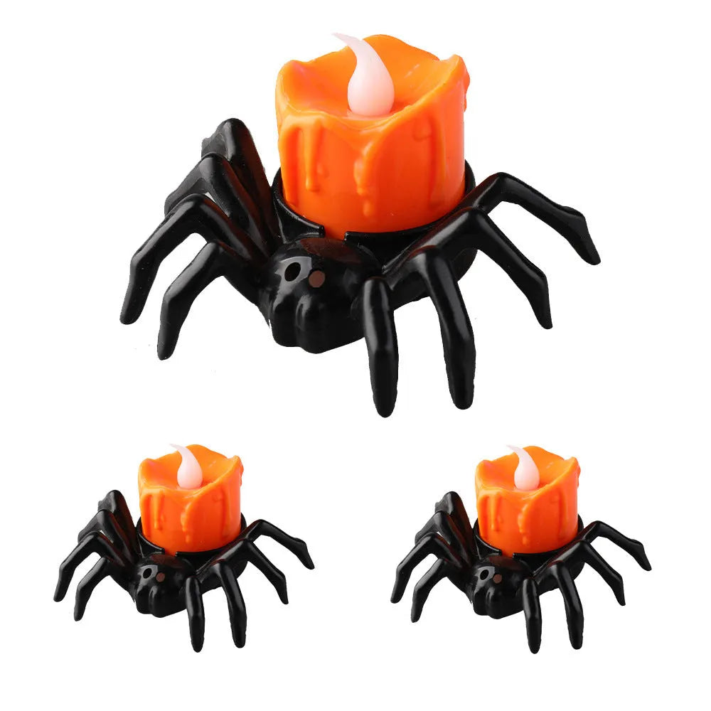 Halloween plastic spider candlestick ornament with battery operation