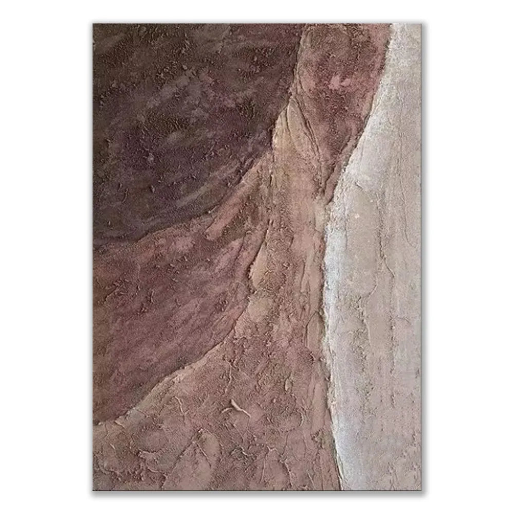 Handmade abstract oil painting on canvas, brown texture, rolled frameless one-panel wall art