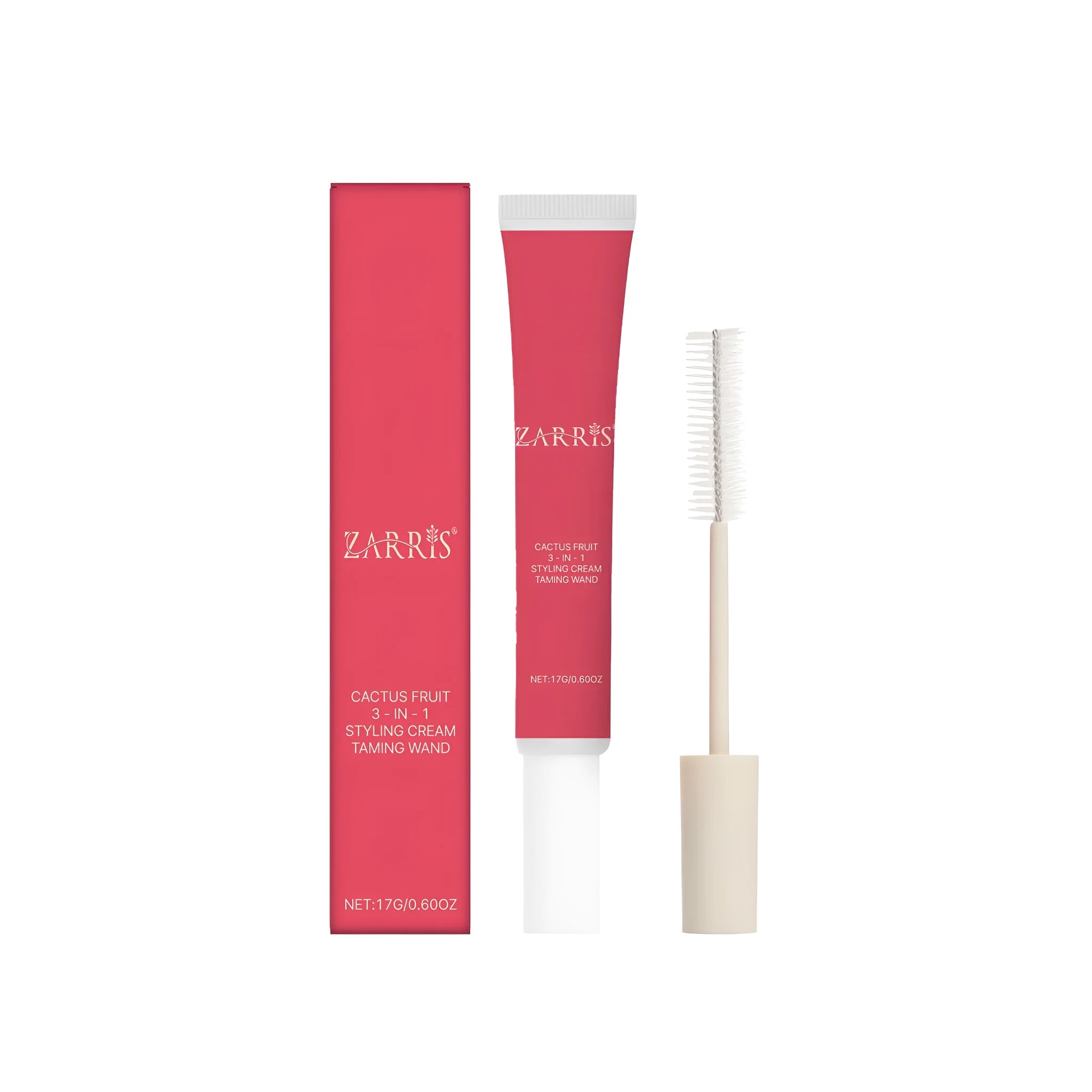 17g tube of hair styling cream with cactus fruit extract and hyaluronic acid on white background