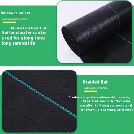 Black PP woven weed barrier mat roll 6FT × 300FT for garden ground cover