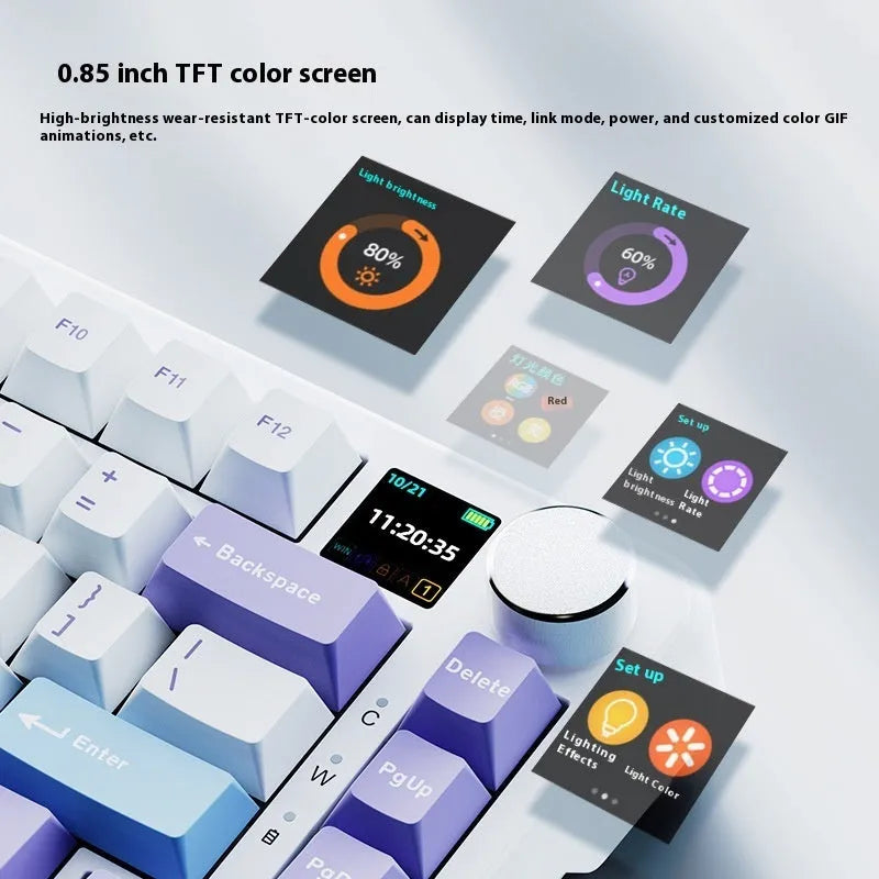 Three-mode mechanical keyboard with hot-plug switches in Black, Gray And Yellow colour options