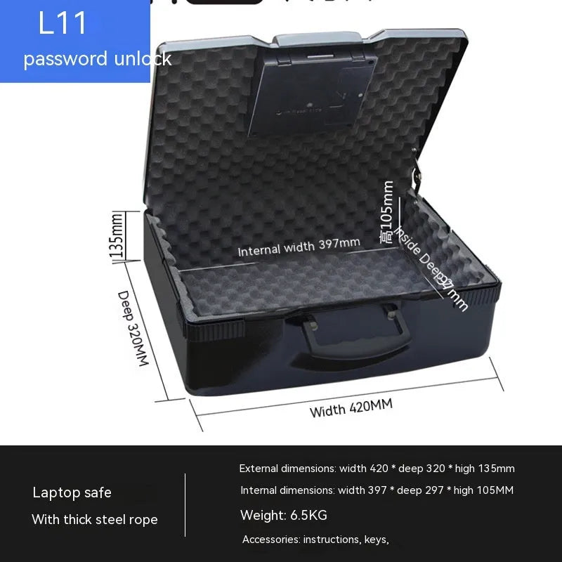 L12 Mechanical 6500G portable steel password safe with combination dial.