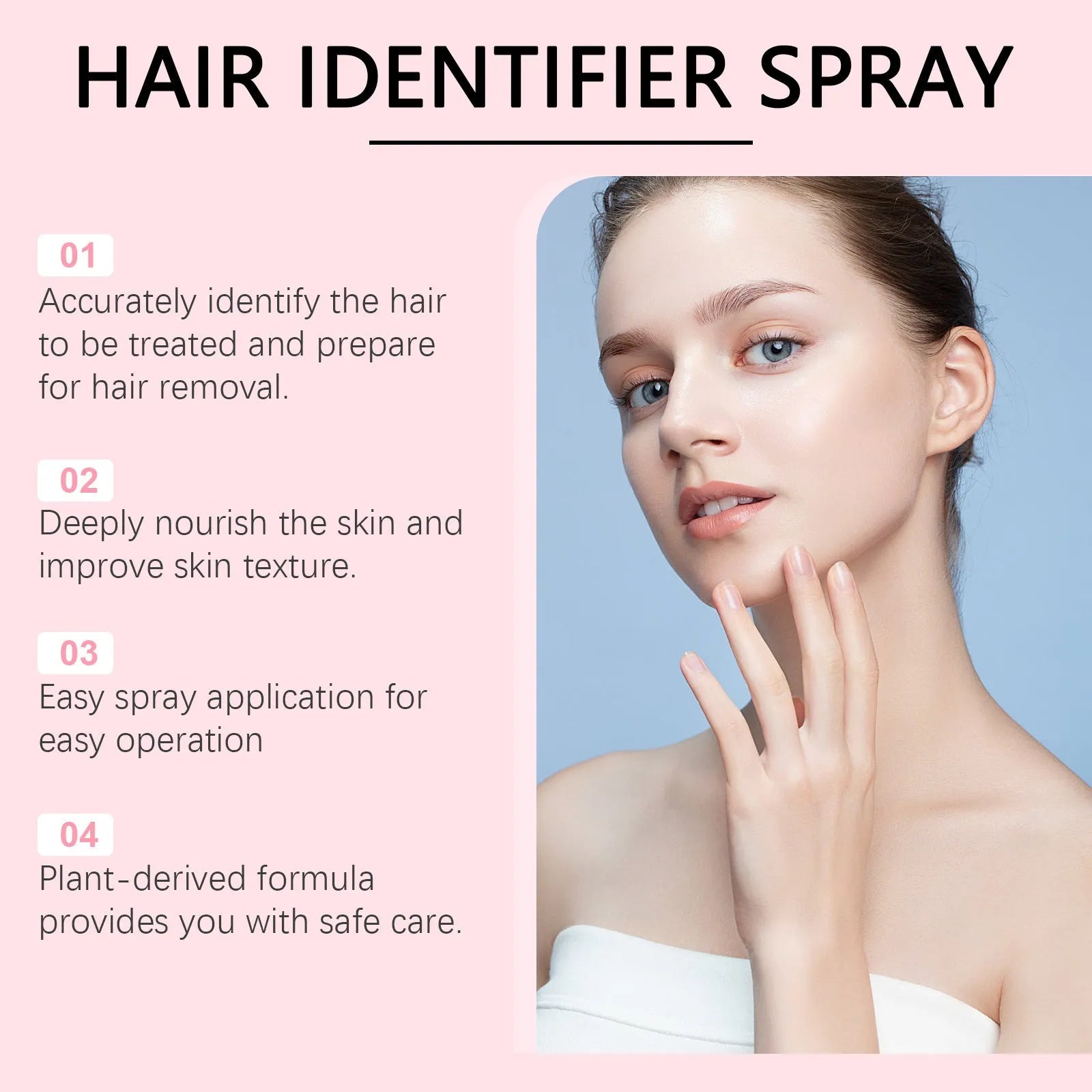 Hair identifier spray 100ml in PET bottle for face shaving and dermaplaning with mint extracts
