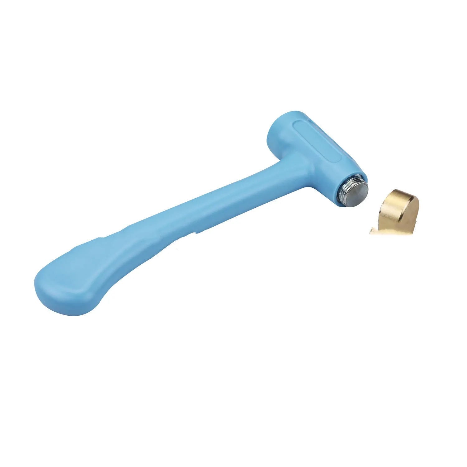 Blue copper head hammer with carbon steel handle and plastic grip, weight 0.47kg