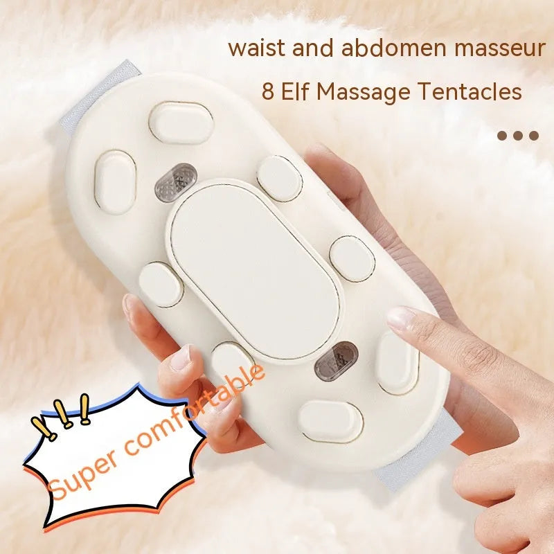 Abdominal massage instrument home waist massager belt with 3 gears and 3 temperature settings in milky white, pink or lavender purple