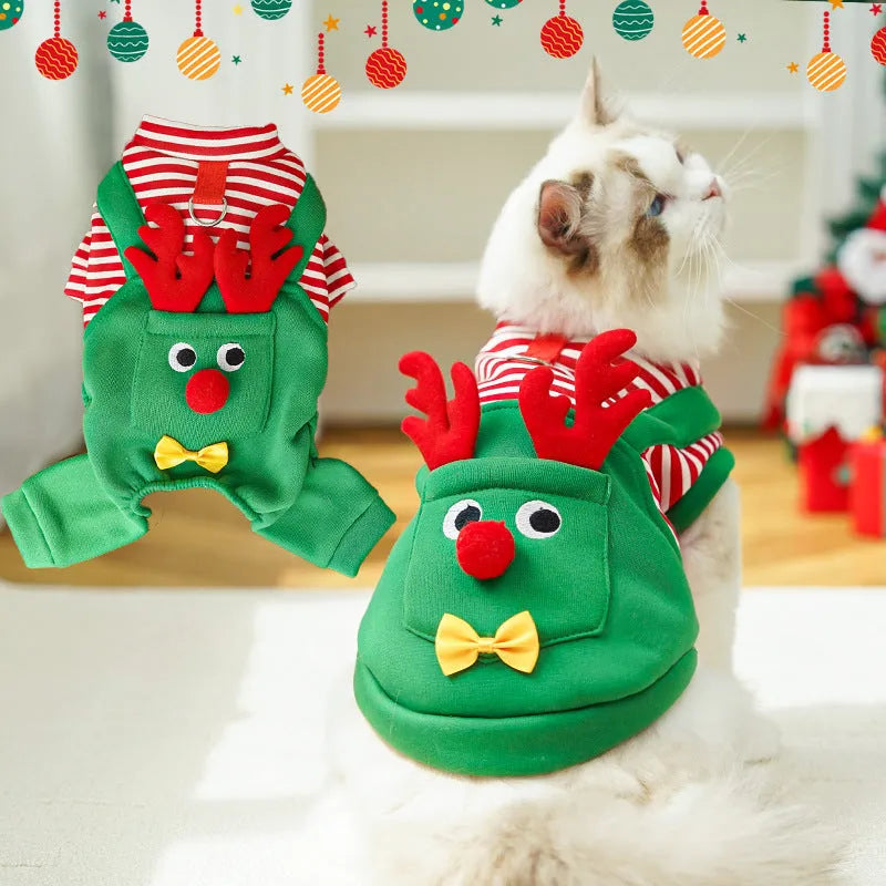 Christmas pet elk polyester vest suit in 501 four feet design on a small dog