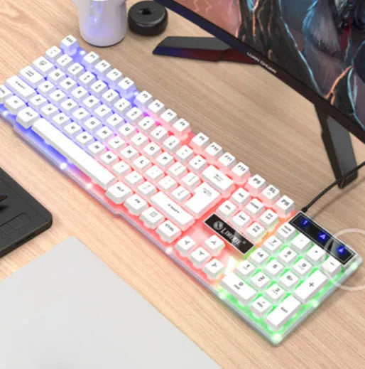 Mechanical feeling computer keyboard with USB cable in multiple colour options
