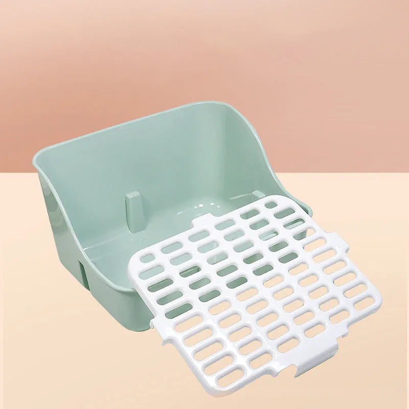Triangular rabbit litter box corner toilet for small pets in green colour