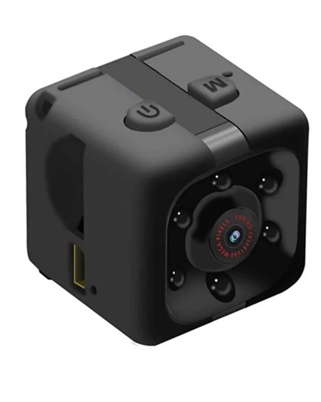 Black mini USB dash camera with infrared night vision and 1080P recording capability