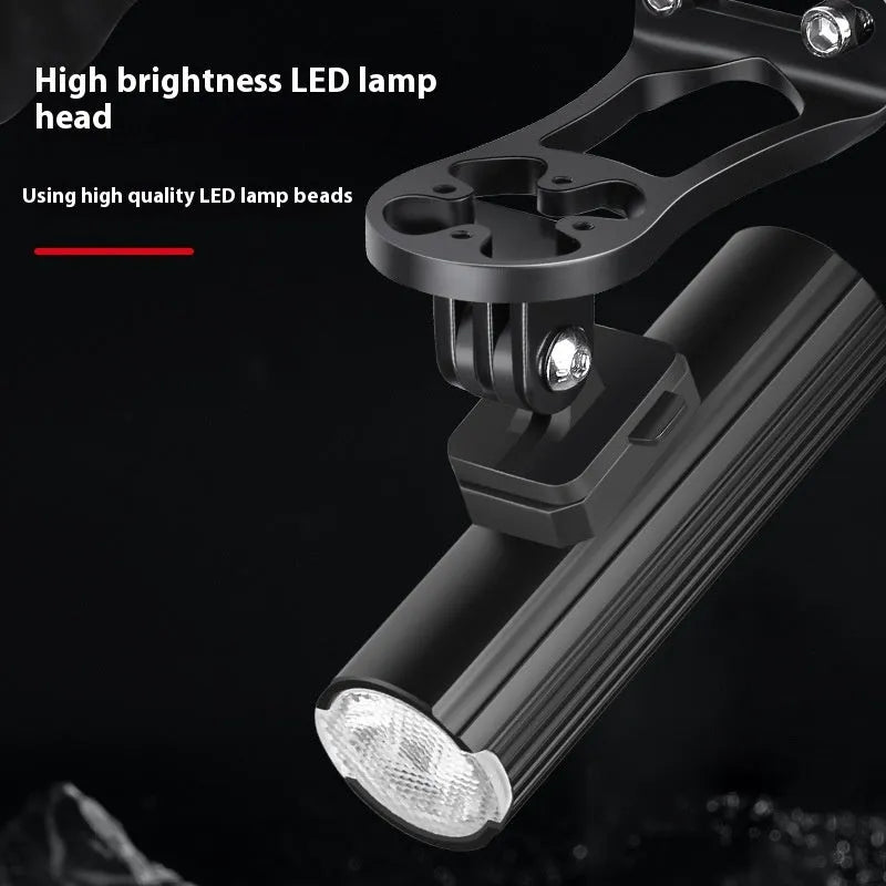 500 lumen aluminium alloy bicycle headlight with silicone base bracket mounted on handlebars