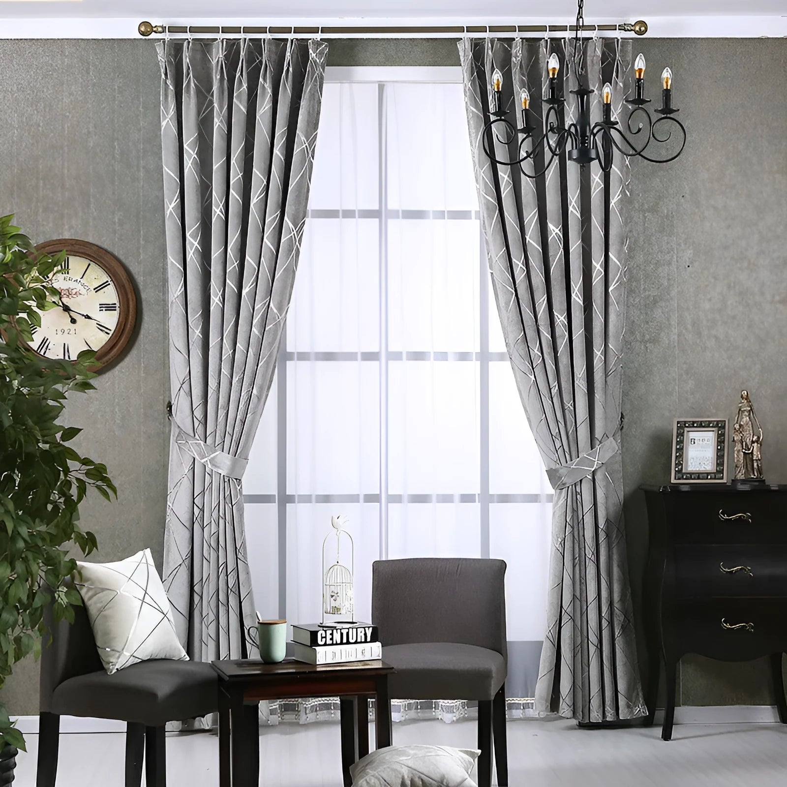 Modern chenille blackout curtain panel in solid colour measuring 1 metre by 2.7 metres