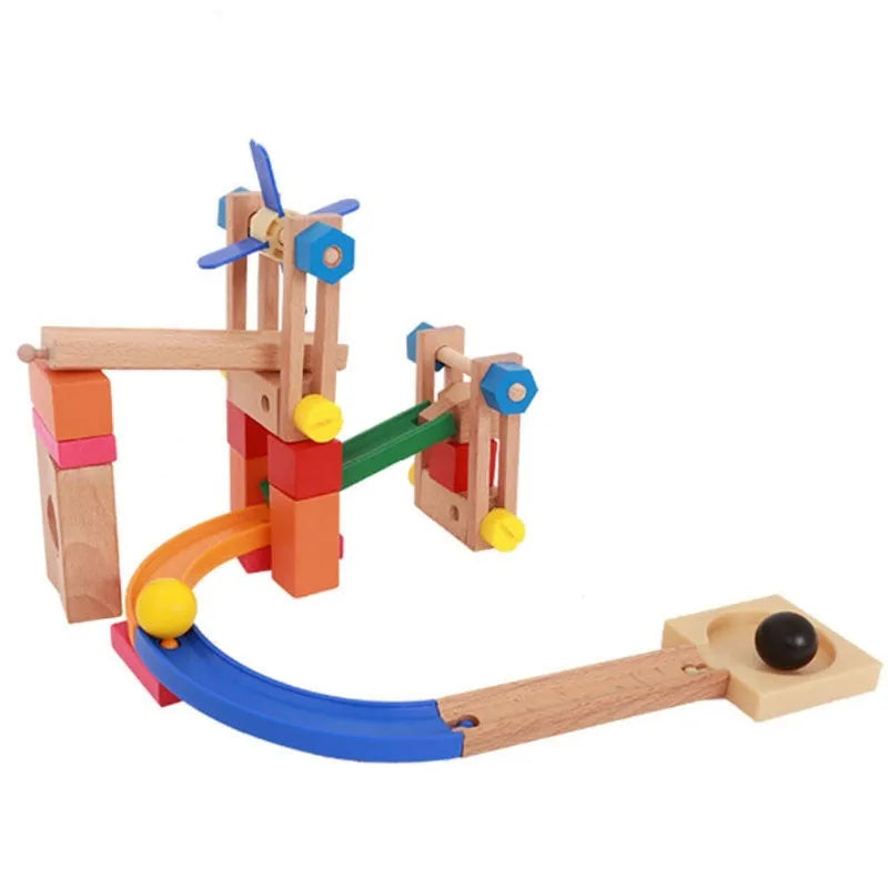 Wooden track building blocks set for children aged 4-6 years old, educational toy in colour Toy