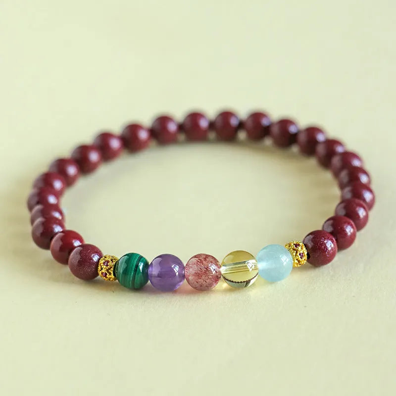 Purple gold sand crystal string beads bracelet in couple's style with manual craftsmanship