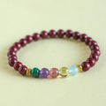 Purple gold sand crystal string beads bracelet in couple's style with manual craftsmanship