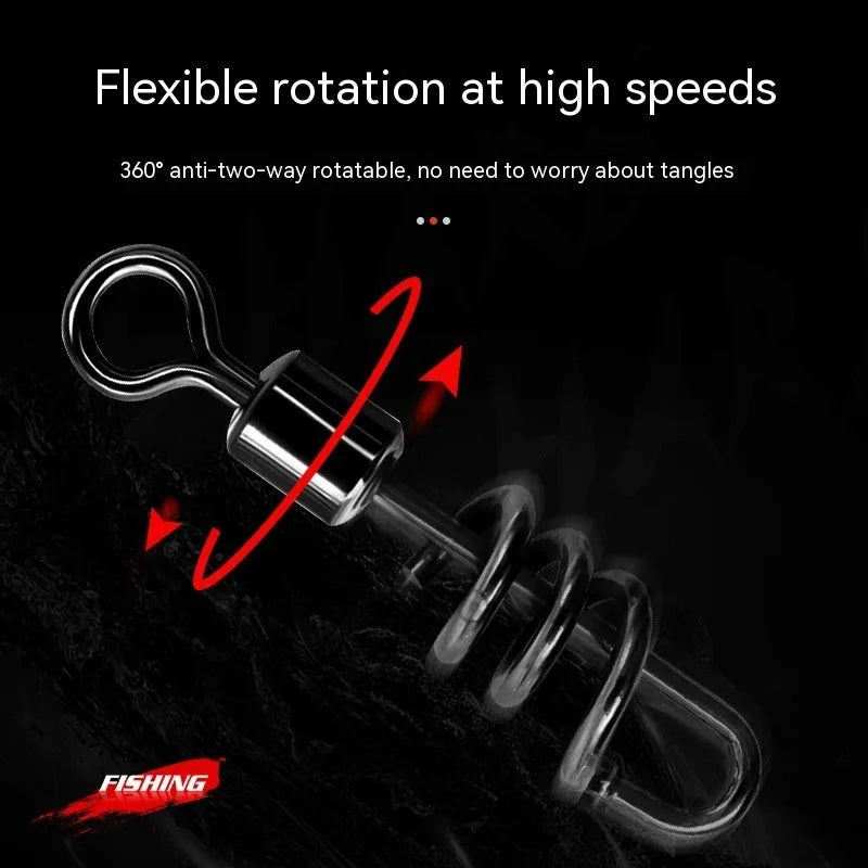 Stainless steel fishing swivel connector with 8-shaped ring design for quick terminal tackle attachment