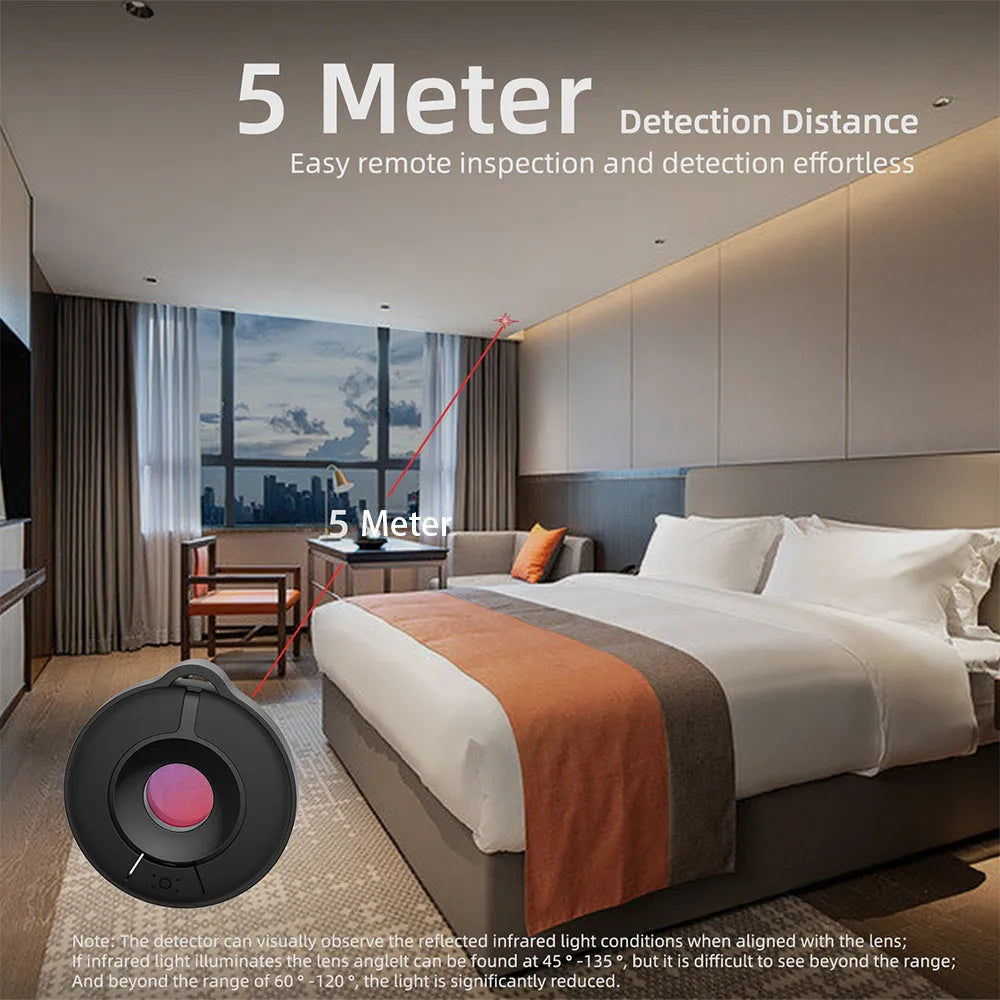Compact infrared camera detector for finding hidden surveillance devices