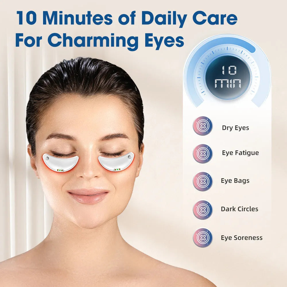 White handheld red light EMS facial beauty device for eye and face massage