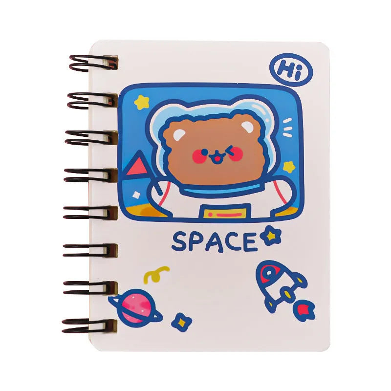 Astronaut series pocket flipper notebook in 10.5x8cm size with space-themed cover designs.