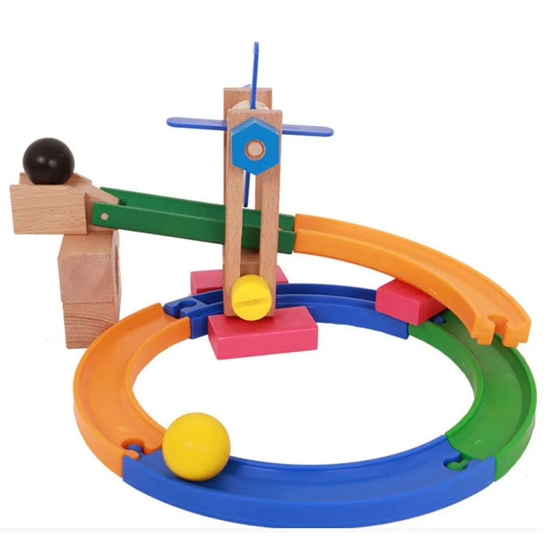 Wooden track building blocks set for children aged 4-6 years old, educational toy in colour Toy