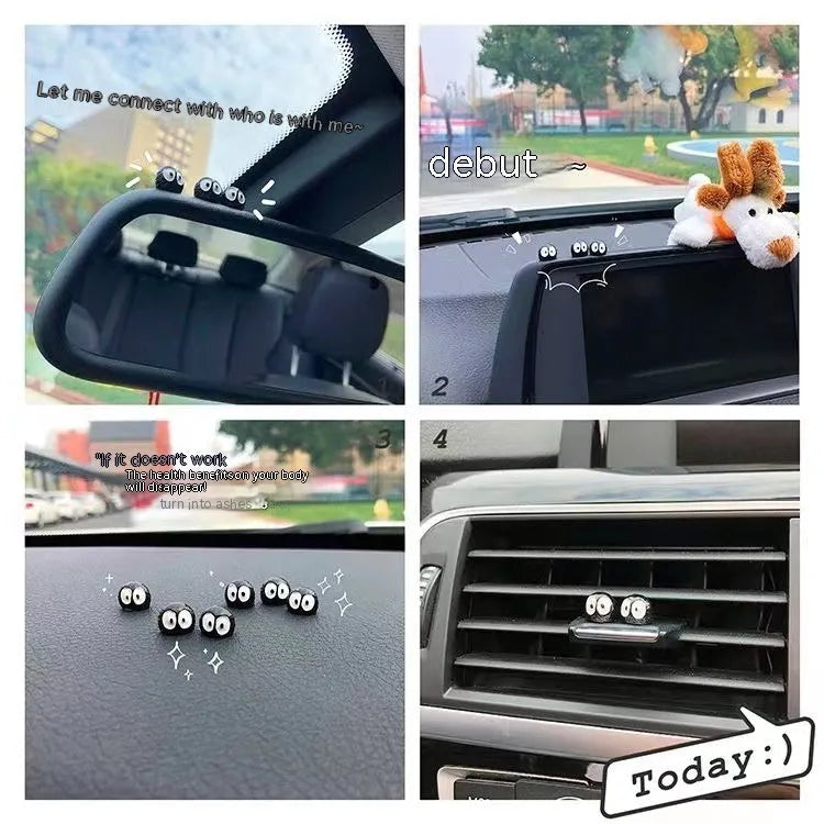 Black resin coal briquette car dashboard ornament with traceless mounting tape