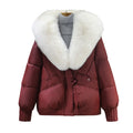 Big fur collar thick warm Korean style light luxury trendy coat in beige with removable fur collar and pockets